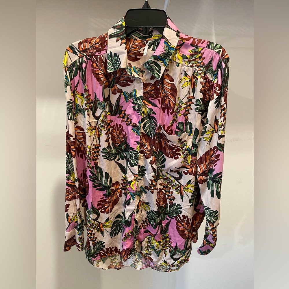 Free People Under Palms Tropical Floral Blouse